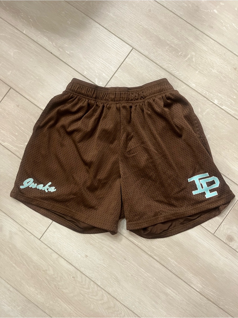 Inaka Power Brown Athletic Shorts with White Drawstring